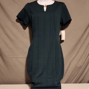 NWT Enfocus Studio Green Ribbed Sheath Midi Dress